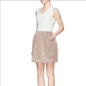 Maje White & Blush Leopard-Print Mini Dress